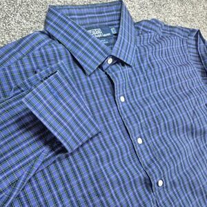 Polo Ralph Lauren Button Down Shirt Mens 17.5 Blue Green Plaid Philip Cotton